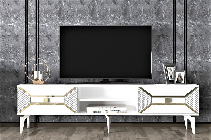 Hanah Home Soporte para TV Yumedi Blanco y Dorado Hanah Home Soporte para TV Yumedi Blanco y Dorado